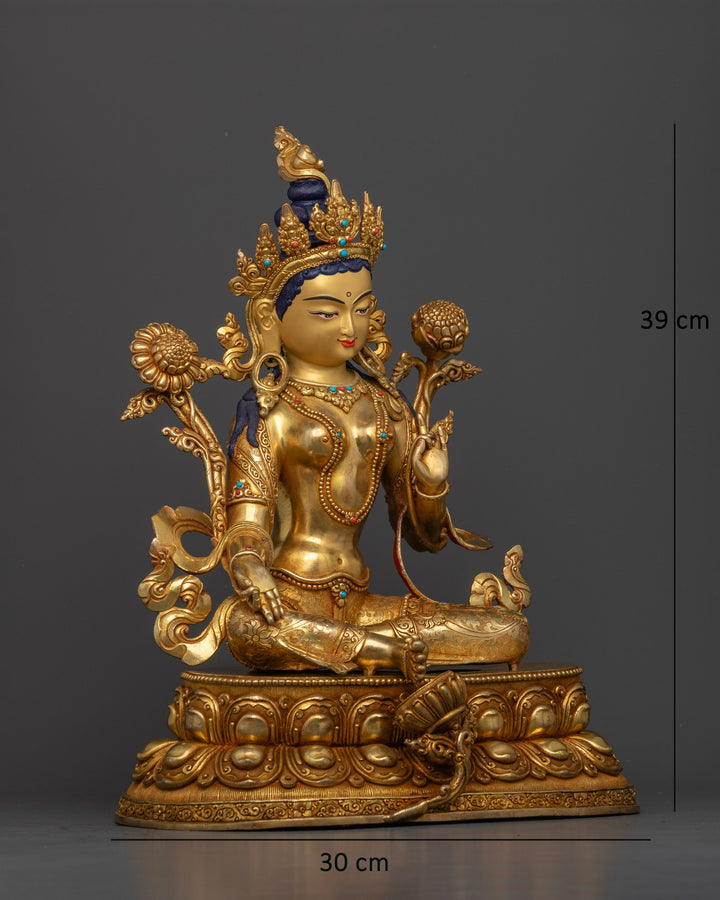 Green Tara: The Goddess of Liberation in Gold Gilded Splendor