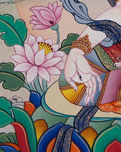 Divine White Tara Thangka Print | Premium Quality Thangka Print