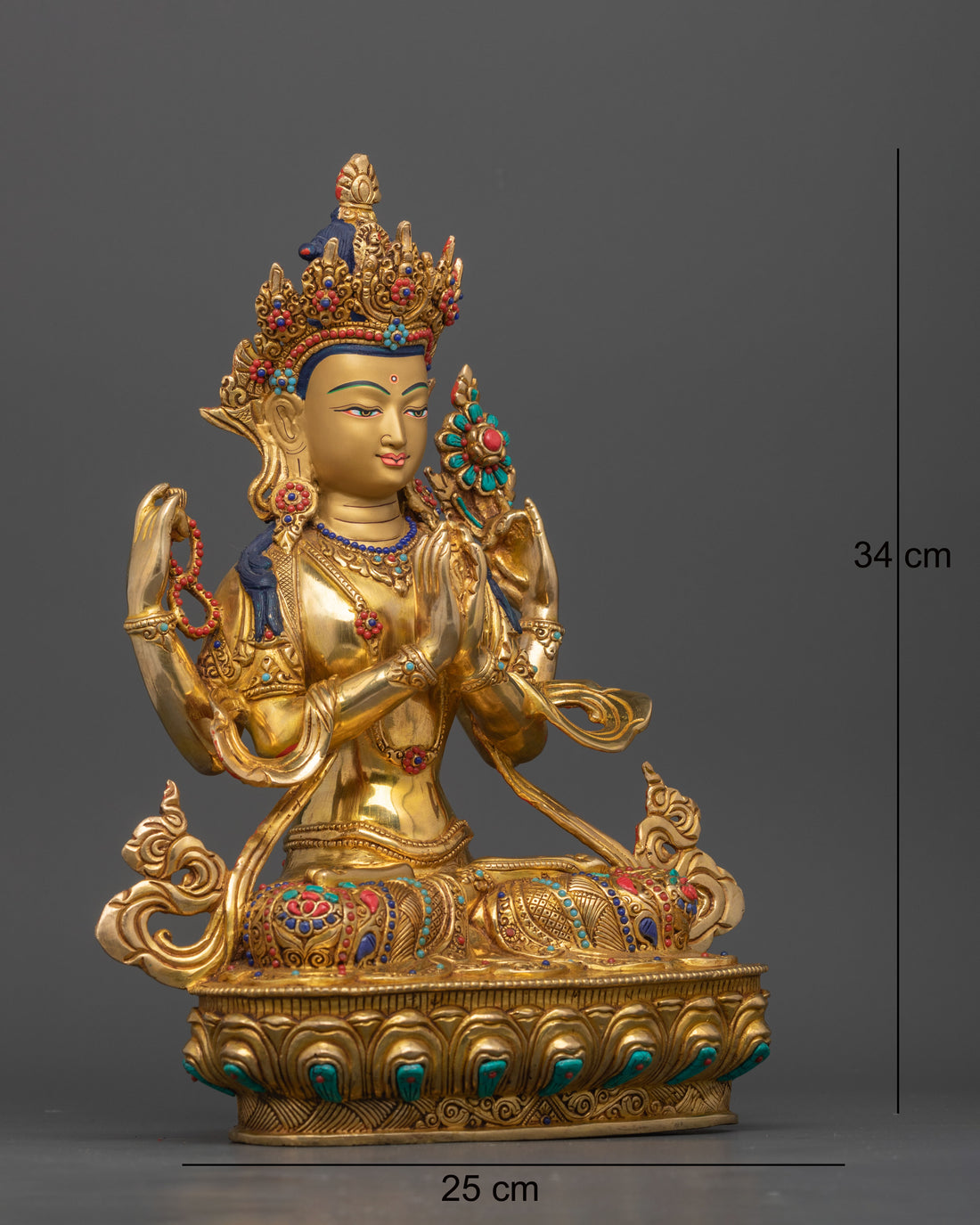 Chenrezig: Buddhist Avalokiteshvara Statue Glided with 24K Gold