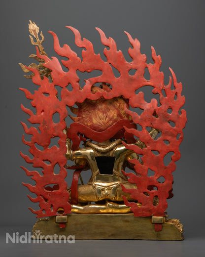 Sacred Four-Armed Mahakala Sculpture | Tibetan Buddhist Deity