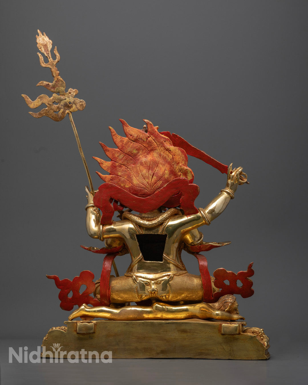 Sacred Four-Armed Mahakala Sculpture | Tibetan Buddhist Deity