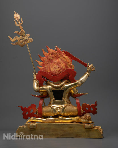 Sacred Four-Armed Mahakala Sculpture | Tibetan Buddhist Deity