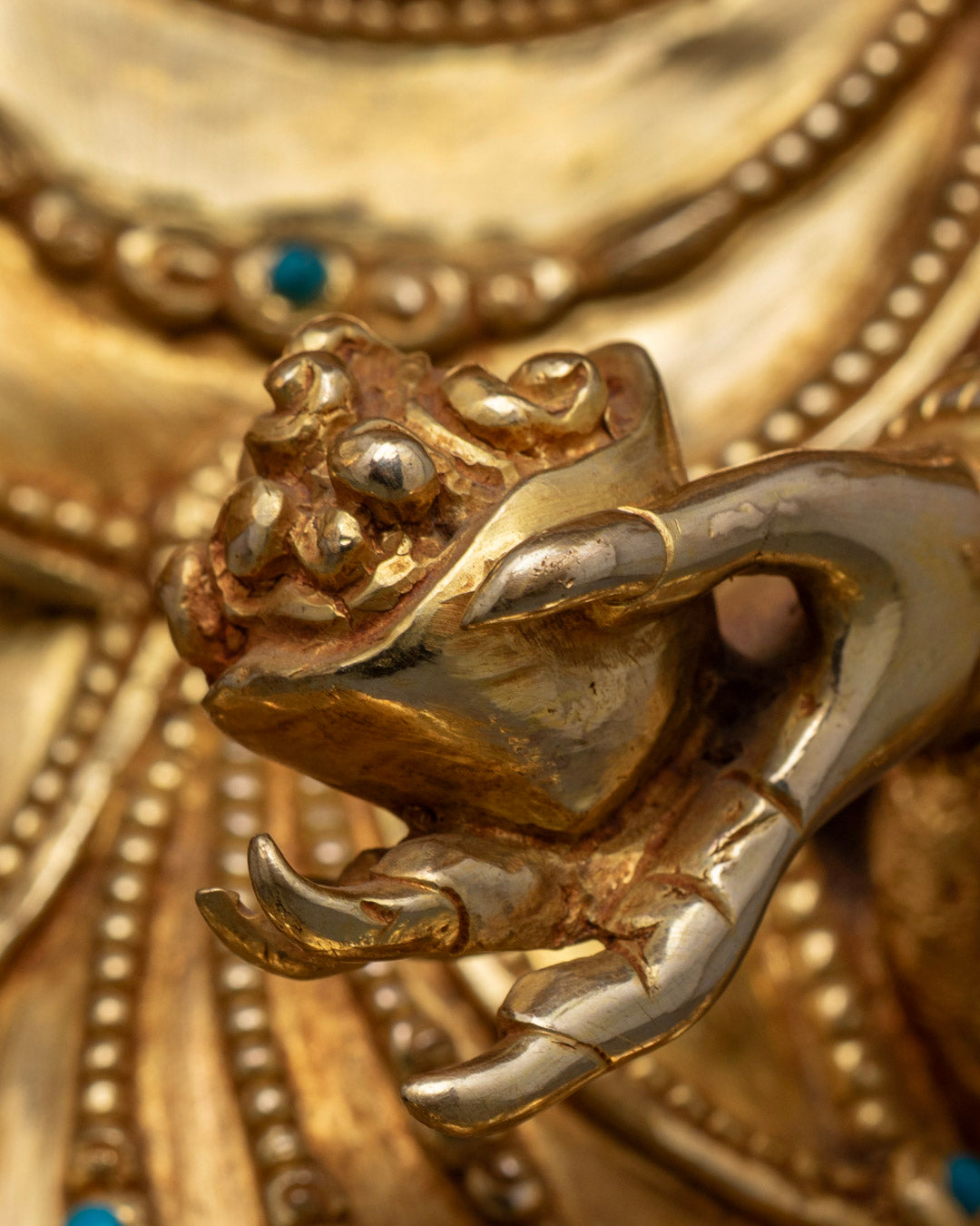 Sacred Four-Armed Mahakala Sculpture | Tibetan Buddhist Deity