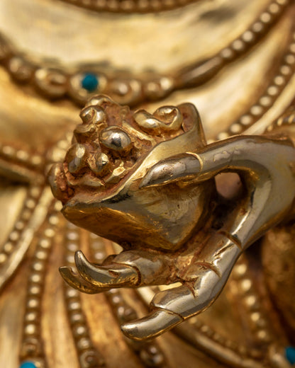 Sacred Four-Armed Mahakala Sculpture | Tibetan Buddhist Deity