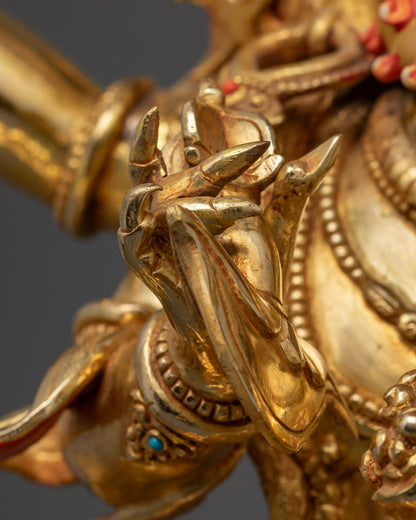 Sacred Four-Armed Mahakala Sculpture | Tibetan Buddhist Deity