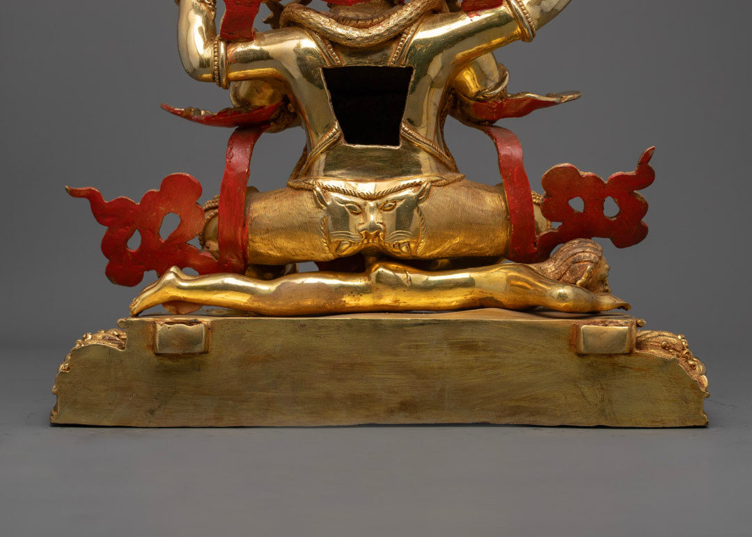 Sacred Four-Armed Mahakala Sculpture | Tibetan Buddhist Deity