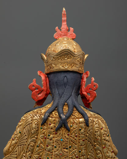 Sacred Padmasambhava Statue on Throne: Unique Nepalese Sculpture