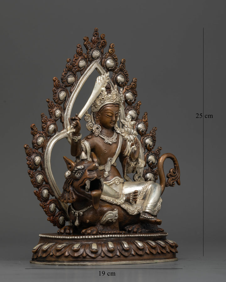 Oxidized Copper Manjushri Statue: Wisdom and Compassion Symbol