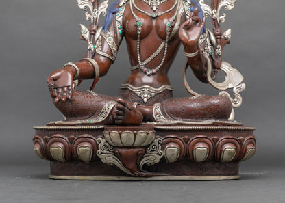 Oxidized Green Tara Statue – Tibetan Deity for Blessings and Peace
