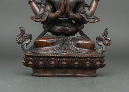 Chenrezig Consort Statue | Buddhist Oxidized Copper Sculpture