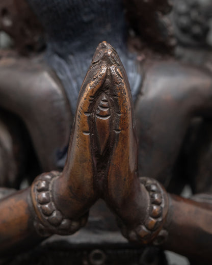 Chenrezig Consort Statue | Buddhist Oxidized Copper Sculpture