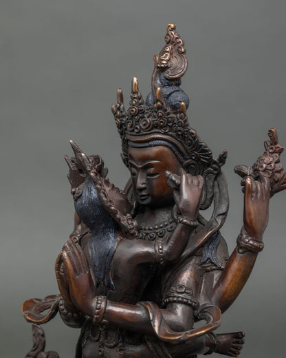 Chenrezig Consort Statue | Buddhist Oxidized Copper Sculpture