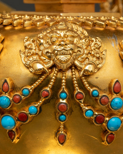 Copper Tibetan Stupa | Buddhist Shrine From Nepal
