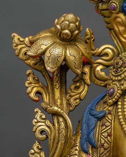 White Tara Statue | 24K Gold Fire-Gilded Sculpture from Nepal