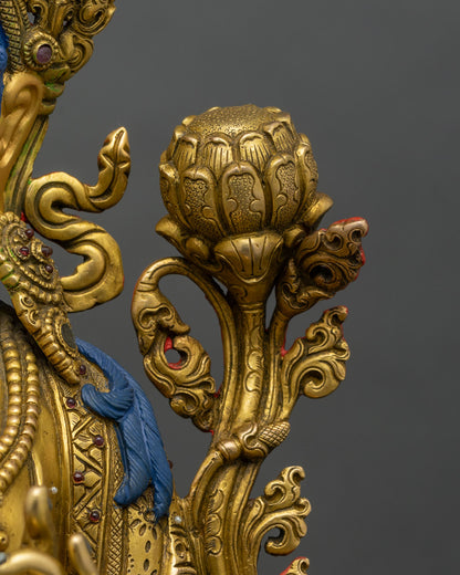 White Tara Statue | 24K Gold Fire-Gilded Sculpture from Nepal