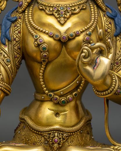 White Tara Statue | 24K Gold Fire-Gilded Sculpture from Nepal