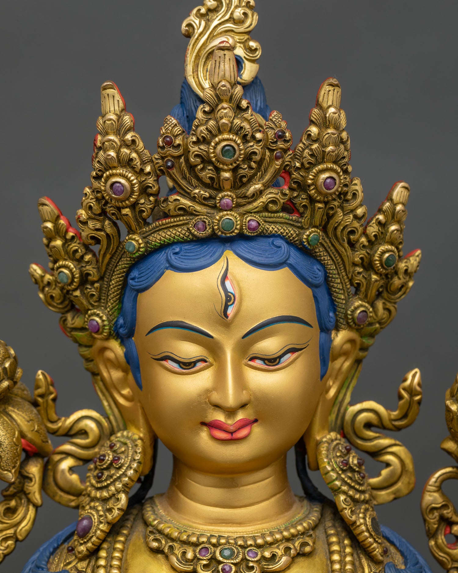 White Tara Statue | 24K Gold Fire-Gilded Sculpture from Nepal