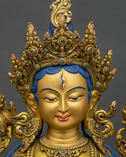 White Tara Statue | 24K Gold Fire-Gilded Sculpture from Nepal