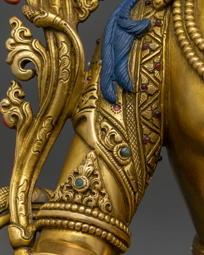 White Tara Statue | 24K Gold Fire-Gilded Sculpture from Nepal