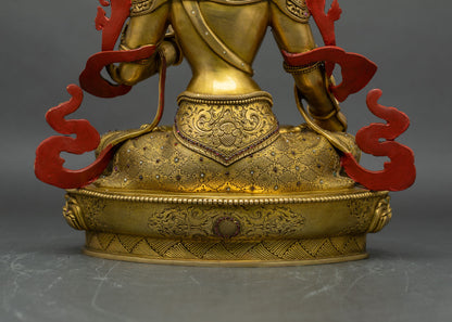 White Tara Statue | 24K Gold Fire-Gilded Sculpture from Nepal