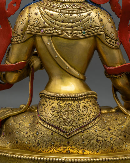 White Tara Statue | 24K Gold Fire-Gilded Sculpture from Nepal