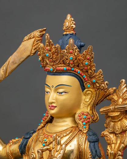 Sacred Manjushri Statue | Traditional Himalayan Art