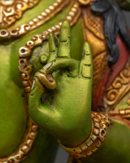 Green Tara Statue | Hand-Painted Nepali Buddhist Art