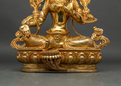 Green Tara Statue | Handcrafted Nepalese Copper Sculpture