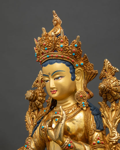Green Tara Statue | Handcrafted Nepalese Copper Sculpture