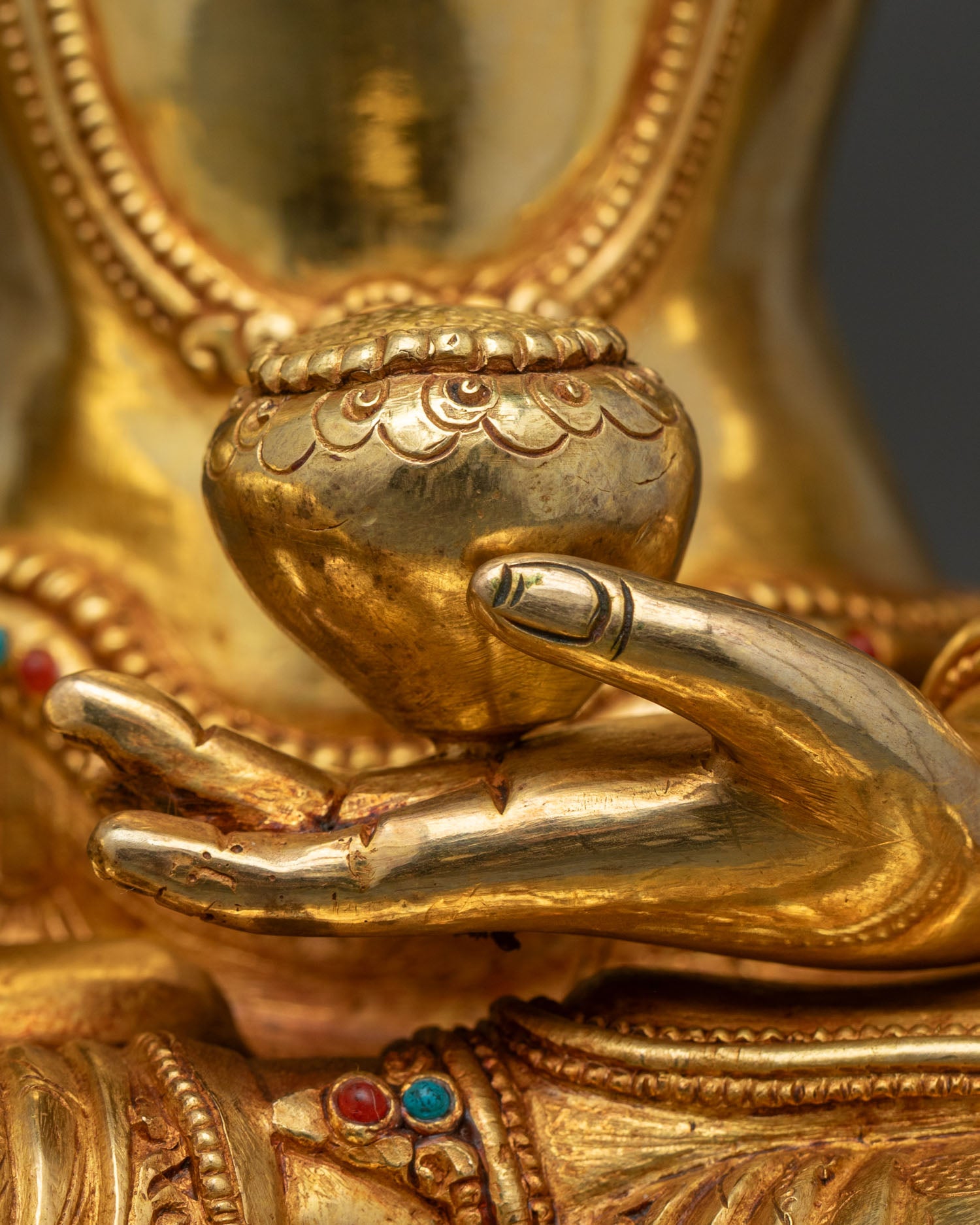 Crowned Shakyamuni Buddha Statue | Handmade Buddhist Sculpture