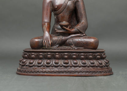 Shakyamuni Buddha Tibetan Statue | Handcrafted Copper Sculpture
