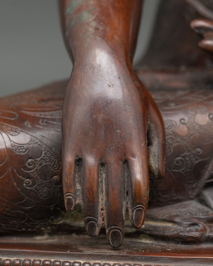 Shakyamuni Buddha Tibetan Statue | Handcrafted Copper Sculpture