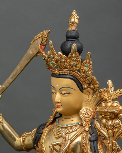 Beautiful Manjushri Statue | Tibetan Buddhist Wisdom Figure