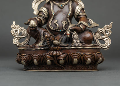 Handmade Dzambhala | Oxidized Silver-Plated Copper Sculpture