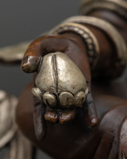 Handmade Dzambhala | Oxidized Silver-Plated Copper Sculpture
