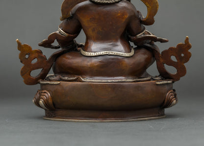 Handmade Dzambhala | Oxidized Silver-Plated Copper Sculpture