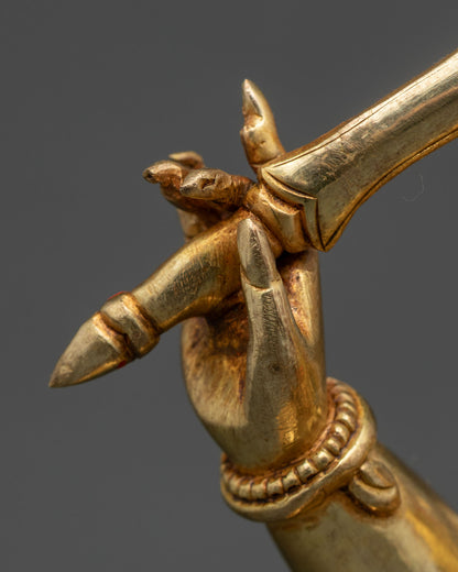 Black Manjushri Statue | Lost-Wax Crafted Copper Figurine