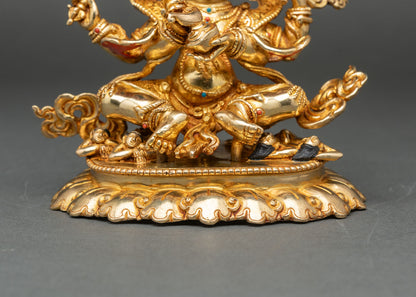 Four-Armed Mahakala Statue | Buddhist Protector Deity Art