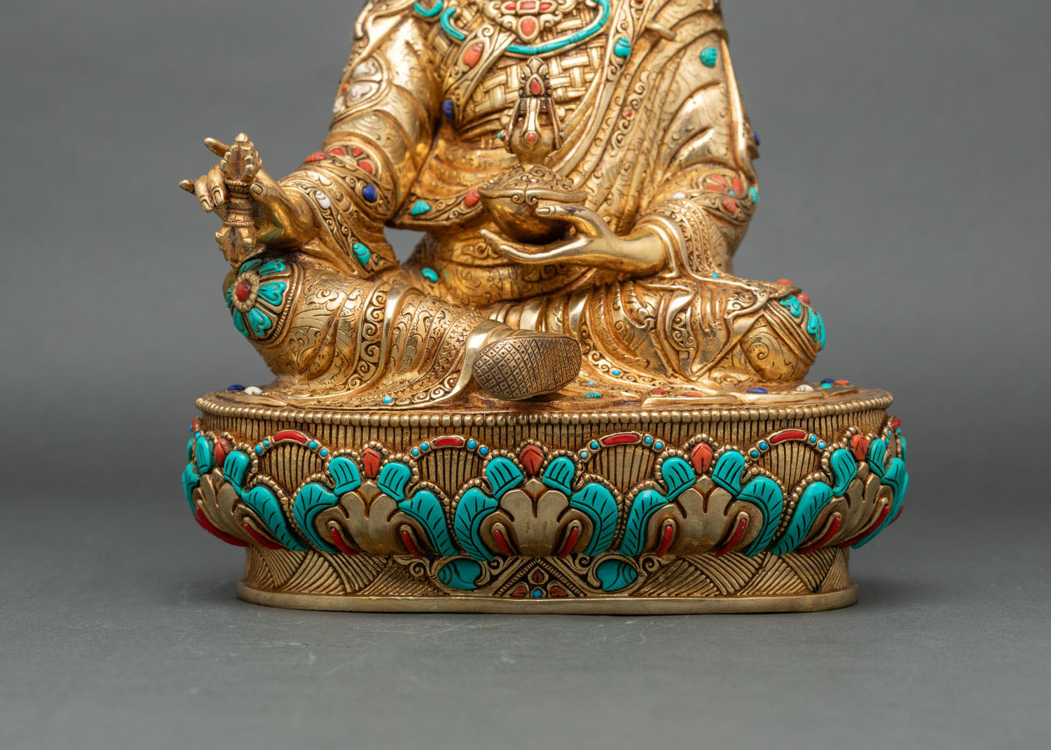 Guru Rinpoche & Two Attendants Statue | Traditional Himalayan Art