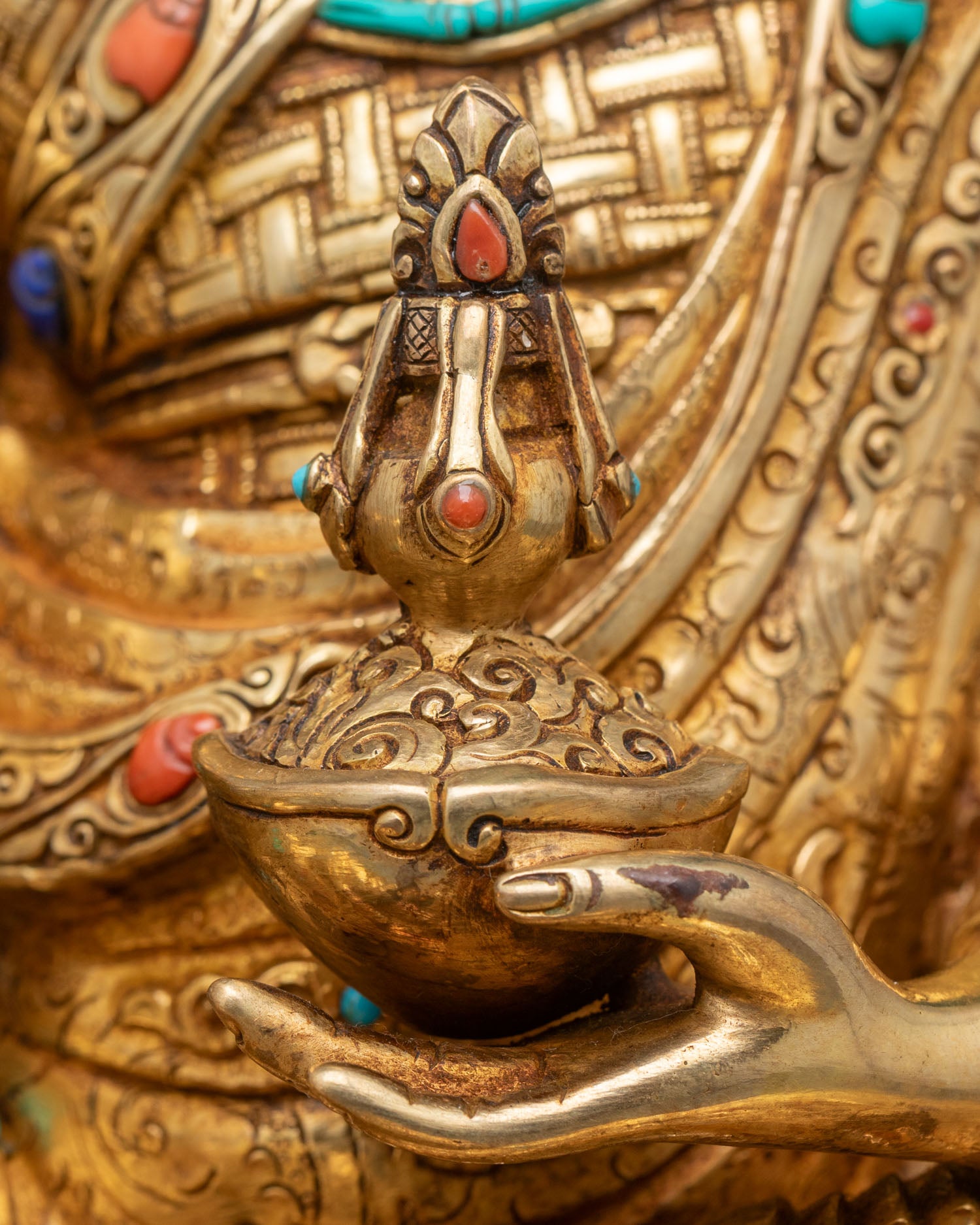 Guru Rinpoche & Two Attendants Statue | Traditional Himalayan Art