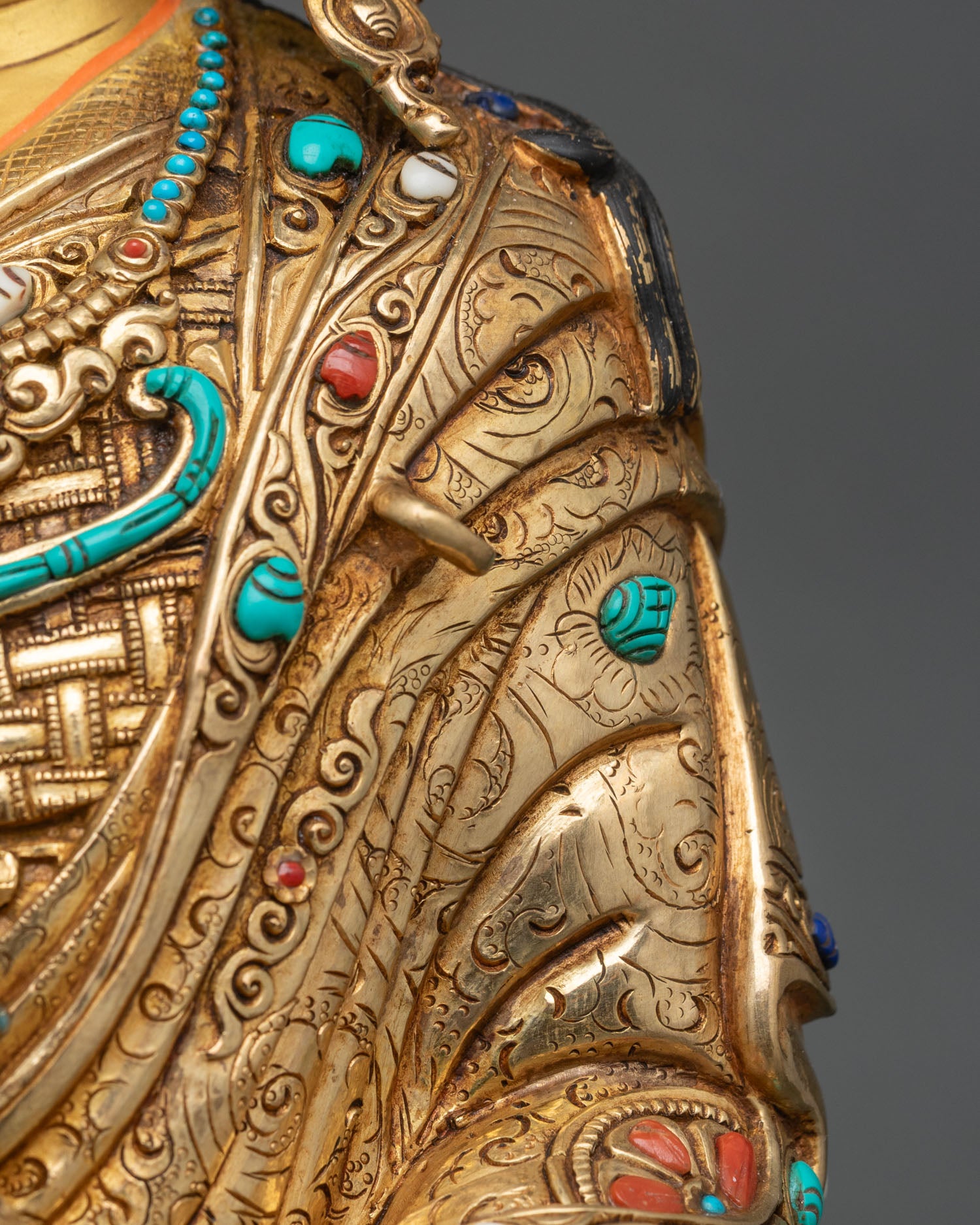 Guru Rinpoche & Two Attendants Statue | Traditional Himalayan Art