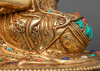 Guru Rinpoche & Two Attendants Statue | Traditional Himalayan Art