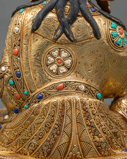 Guru Rinpoche & Two Attendants Statue | Traditional Himalayan Art