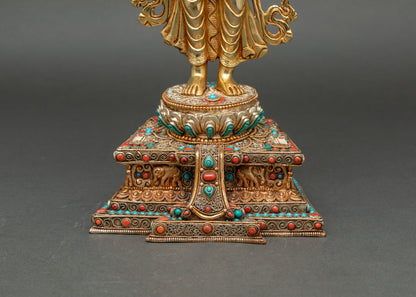 Standing Chenrezig Statue – Tibetan Lokeshwara Sculpture