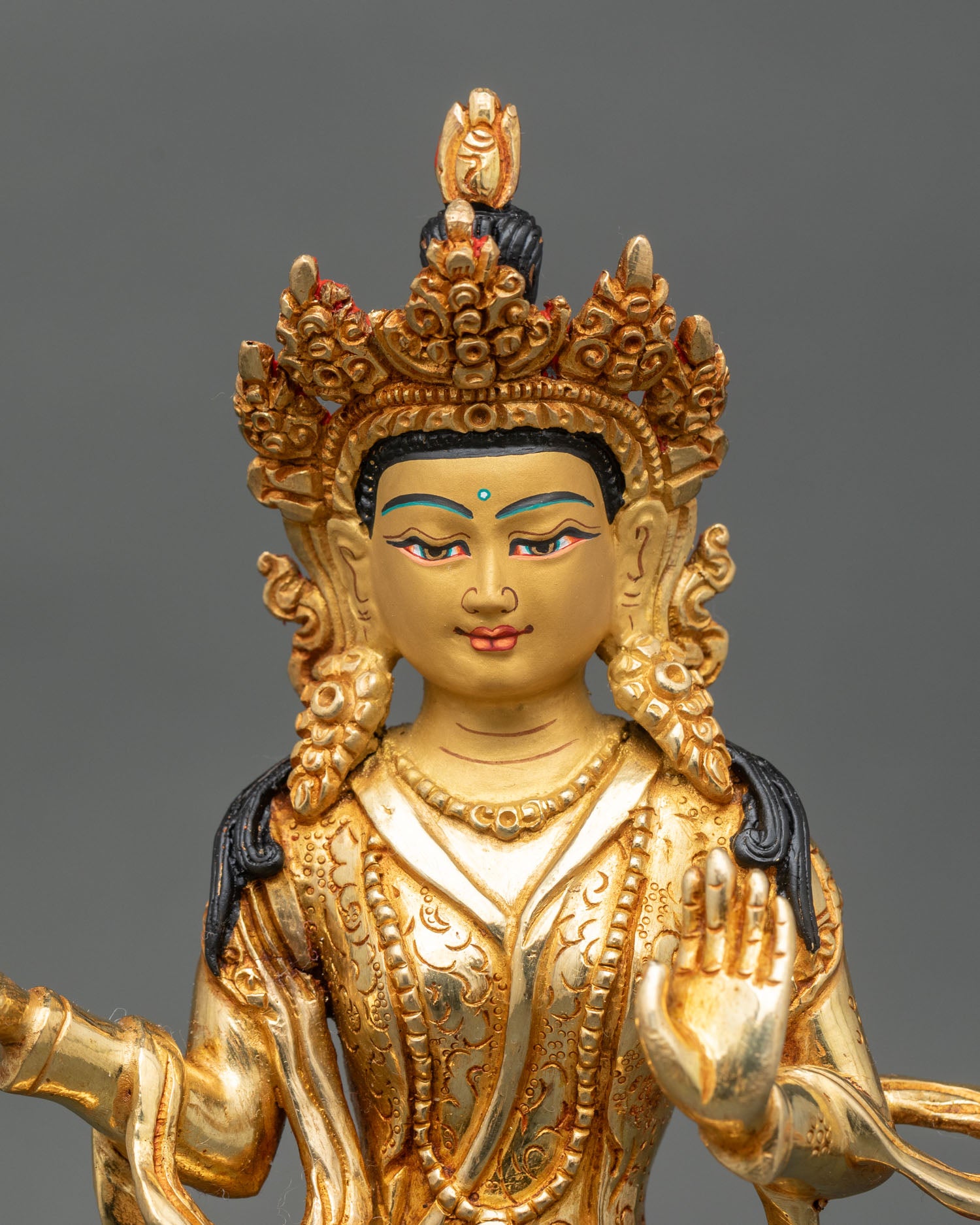 Guru Rinpoche & Two Attendants Statue | Traditional Himalayan Art
