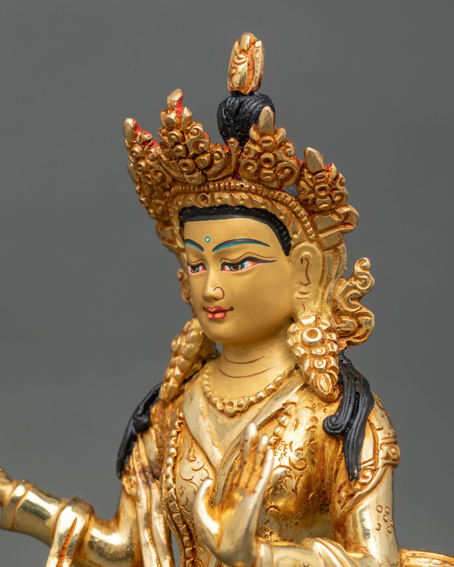 Guru Rinpoche & Two Attendants Statue | Traditional Himalayan Art