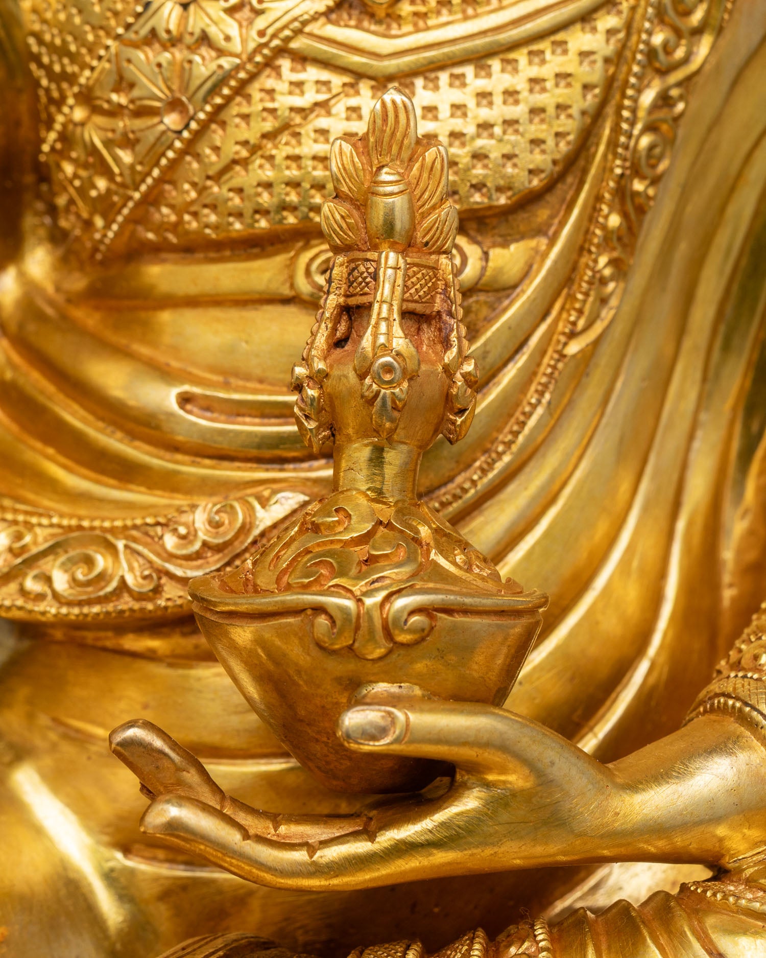 Guru Rinpoche Statue | Gold-Gilded Copper Buddhist Art