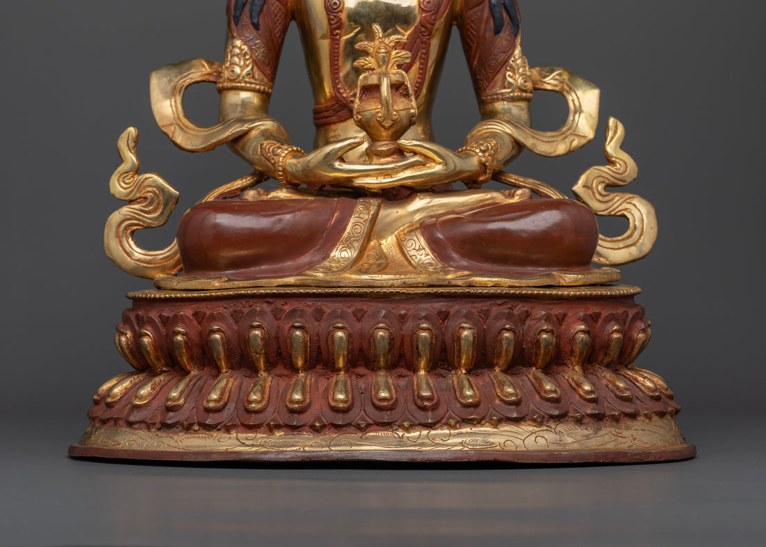 Transcendent Duality: Half-Oxidized, Half-Gold Amitayus Statue