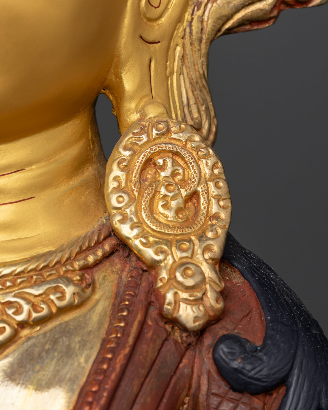 Transcendent Duality: Half-Oxidized, Half-Gold Amitayus Statue