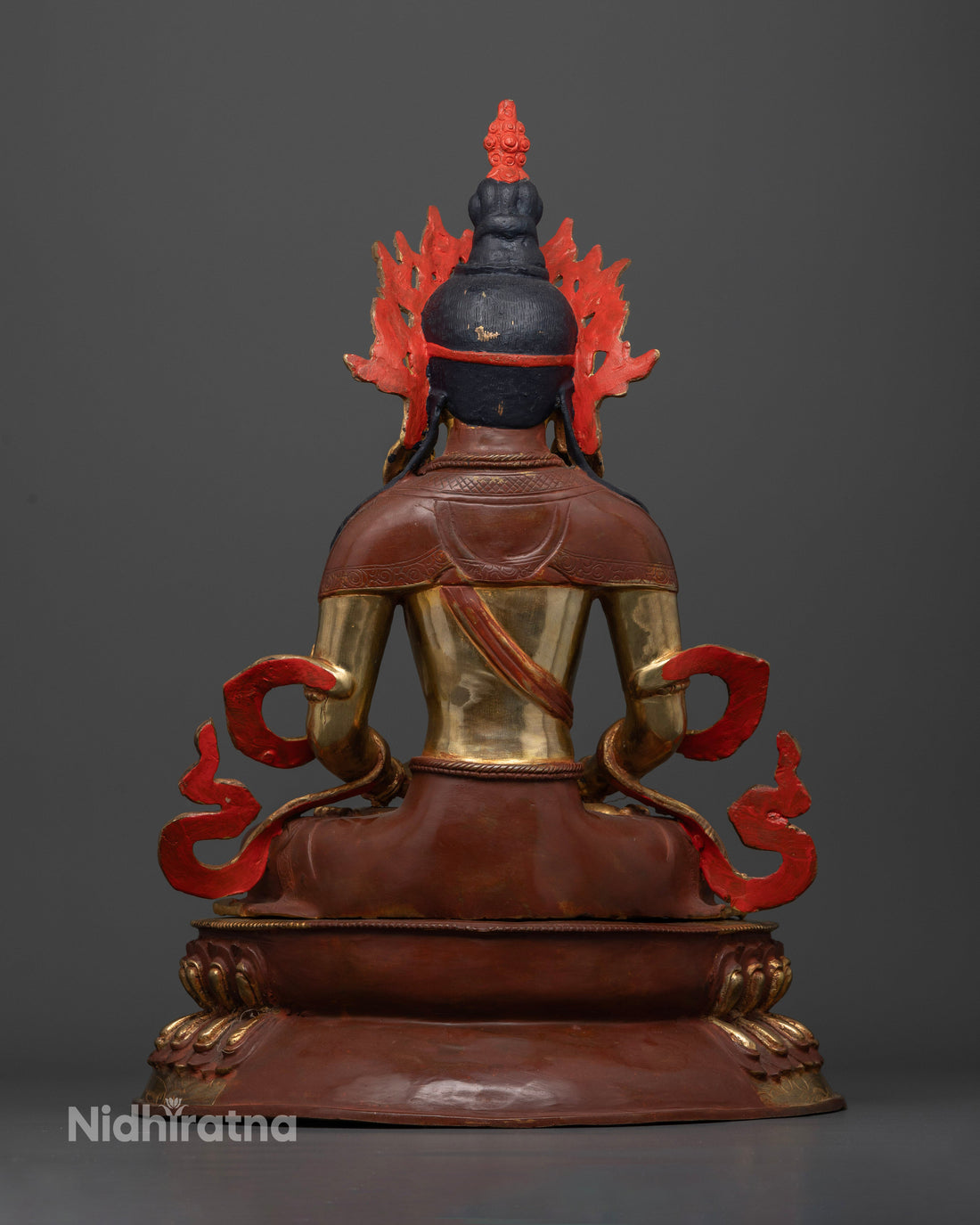 Transcendent Duality: Half-Oxidized, Half-Gold Amitayus Statue